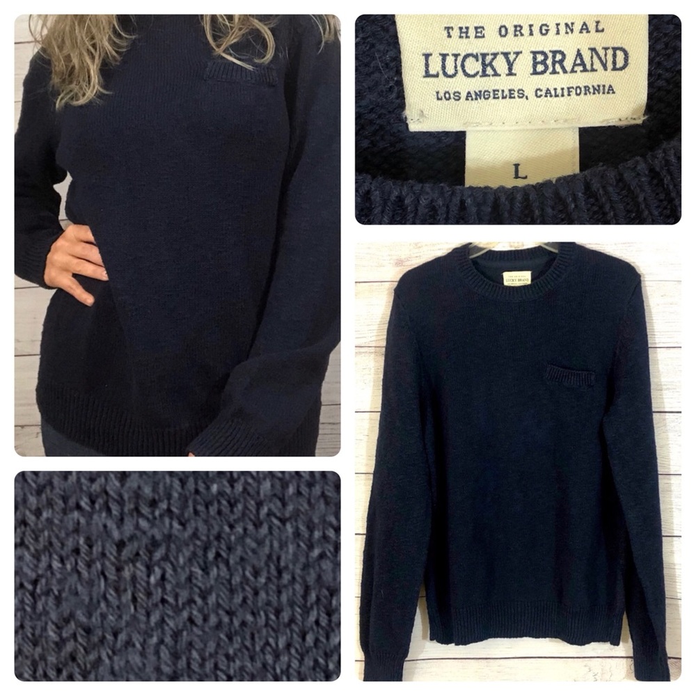 Lucky Brand Men's Crewneck Sweater Navy Blue